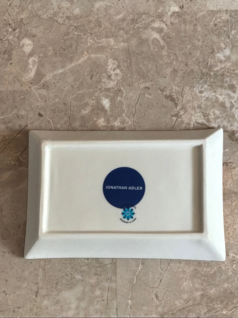 Jonathan Adler Blue, Yellow & White Geometric Ceramic Tray
